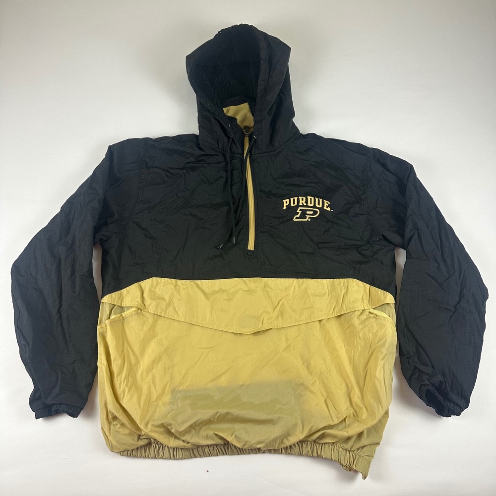 Purdue Boilermakers Pullover Anorak Jacket Fleece Lined‎ Hood Men Medium